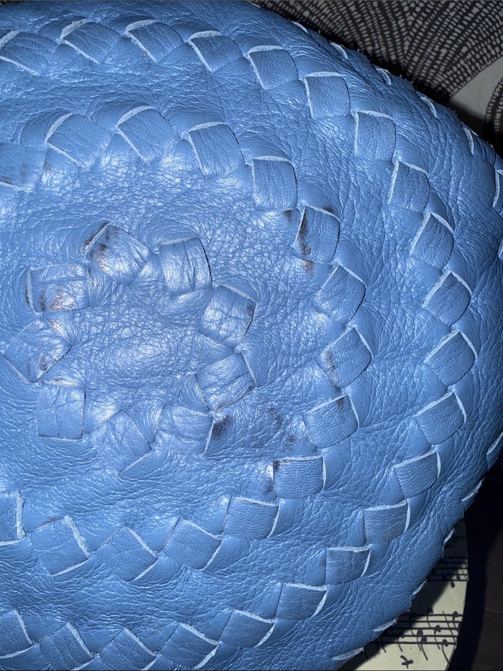 Bottega Veneta Blue Leather Woven Motif Bucket Bag - Picture 6 of 13